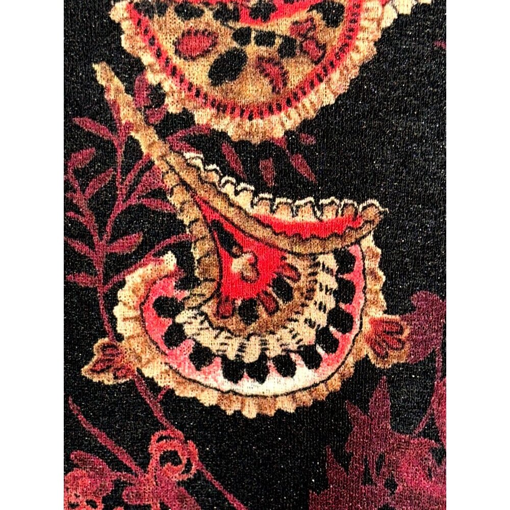 Sangria Size 10 Burgundy Paisley Studded V Neck Lined Blouse Vintage Boho Core - Picture 9 of 10